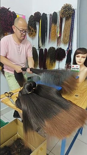 synthetic wig making, pre-processing: color mixing. Wig making skills. Handmade. #wigs #hair