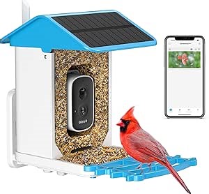 Smart Bird Feeder with Camera, Solar Powered, AI Recognition, Auto-Capture & Instant Notify, Identify 11,000+ Birds, 2K HD Footage, for Bird Enthusiasts, Outdoor Garden.
