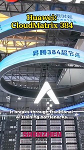 Huawei’s CloudMatrix 384 — a new milestone in AI computing. Powered by 384 Ascend 910C processors, it delivers 300 petaFLOPS of performance in a fully interconnected supernode system. Designed to handle massive AI training workloads, it marks a decisive step toward China’s self-reliant computing future. #HUAWEI #CloudMatrix #AI #technology | ShenzhenStory