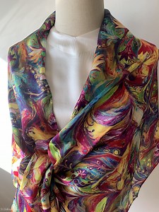 Mulberry Silk Scarf: Abstract Art Print, Hand-rolled Edges - Etsy