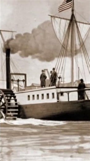 The old-fashioned steamship sailed across the ocean #old #sea