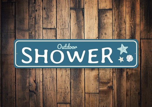 Outdoor Shower Metal Sign – Beach House Shower Sign, Coastal Bathroom Decor, Pool Shower Sign, Housewarming Gift - Etsy