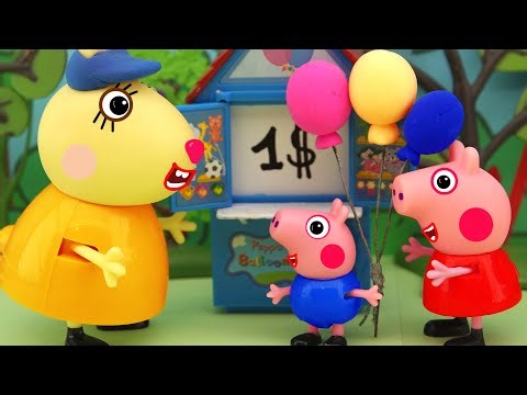 Balloons, George's prank, amusement park, Peppa Pig TV, New Peppa
