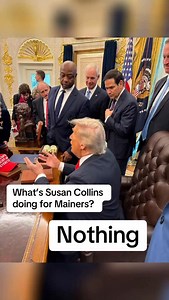 2.2K views · 296 reactions | The next time Susan Collins claims she’s “concerned” about Mainers losing health care, just remember that she had no concerns walking out of the White House with a Trump swag bag. #MESen #FYP #Maine #voteblue #news | American Bridge 21st Century | Facebook