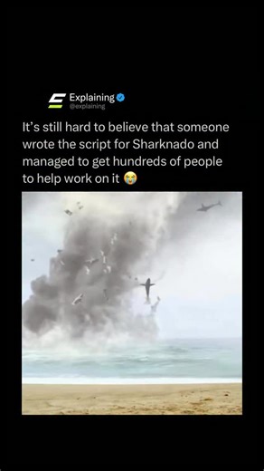 Explaining on Instagram: "Sharknado is one of the most infamous movies ever made, built entirely around an absurd but unforgettable idea. A massive storm system lifts sharks out of the ocean and hurls them through the air, creating deadly tornadoes filled with flying predators. 🌪️🦈 • #explore #reels #interesting #comedy #educational"