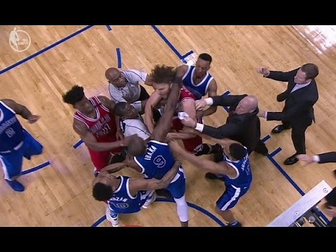 Robin Lopez vs Serge Ibaka (FIGHT!!)