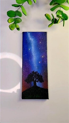 Easy Milky Way Tree Painting 🌌🎨 #shorts #acrylicpainting