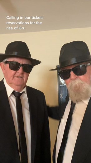 The rise of Gru, calling in for our movie tickets #hanelinetwins #fyp #minonsbanana #twinsoftiktok #veteransoftiktok #grandpa #funny | Hanelinetwins