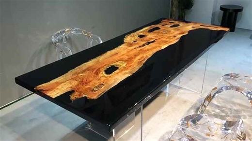 Walnut Wood Restaurant Seating Set Epoxy Dining River Table for Home Hotel Farmhouse Warehouse Park Featuring Resin Furniture