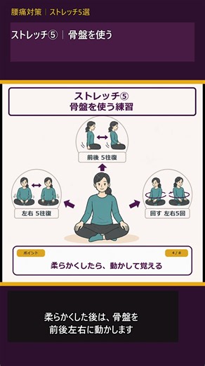 【すべり症・狭窄症】腰の痛み対策｜骨盤から動かすストレッチ5選 #腰痛対策 #骨盤ストレッチ #ストレッチ #セルフケア #腰痛