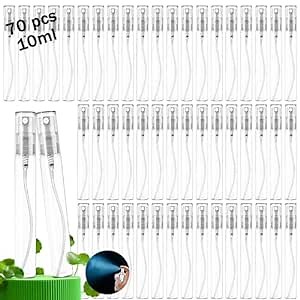 Mini Spray Bottles 70PCS 10ML Clear Glass Perfume Bottles Refillable Fine Mist Spray Bottles Empty Fragrance Sample Spray Containers Cosmetics Atomizer for Cleaning,Travel,Essential Oils