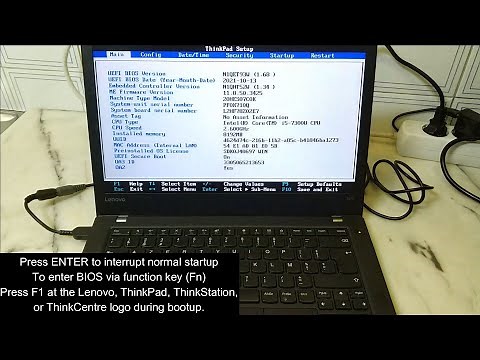 Lenovo Thinkpad T470 - How to access BIOS setup and Boot Menu