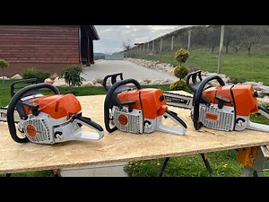 Evolution of Stihl chainsaw from Stihl Ms 460 to Stihl Ms 461 and to Stihl Ms 462-C.