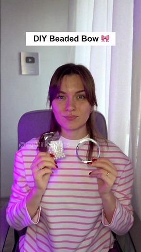 DIY Beaded Ribbon Bow ✨ Cute Handmade Accessory #craft #trending #diy #aesthetic