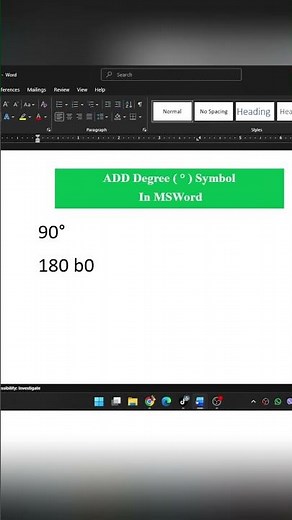 How to add degree symbol in Microsoft Word #msword