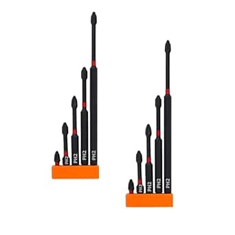 Magnetic Impact Phillips Bit #2 Insert Bits Anti-Slip Long Screwdriver Bit Set PH2 1/4 Inch Hex Shank Cross Impact Driver Bit for Power Drilling 10pcs