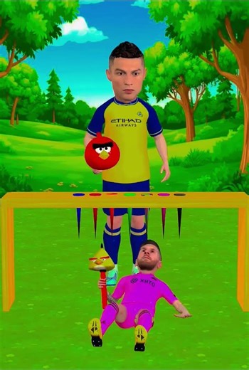 Ronaldo vs Messi Angry Birds Challenge 😂 | Funny Football Video #viral #short