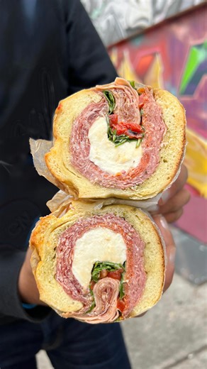 This is the most ordered Sandwich at this Iconic Old School Italian Deli in Brooklyn. #TheGodFather: Prosciutto, Capocollo, Sopressata, Salami, Pepperoni, Mortadella, Fresh Mozzarella, Arugula, Roasted Red Peppers & Balsamic Vinaigrette #italianhero #nycfood #brooklyn | No Leftovers
