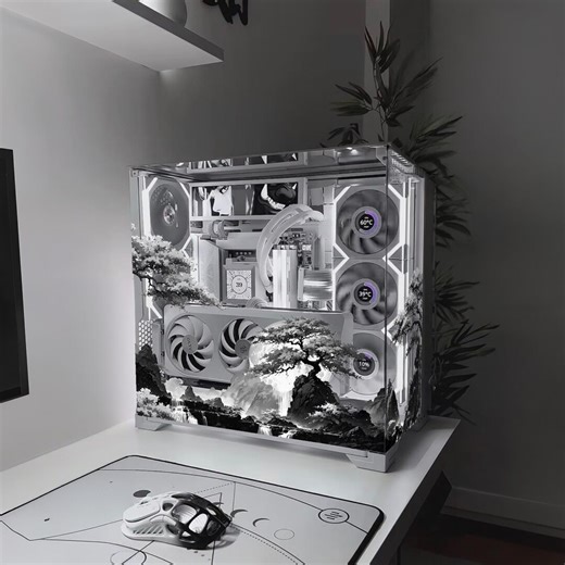 White Japanese PC Case Skin, Sticker - Dark Ink Custom Gaming Pc Decal - Etsy