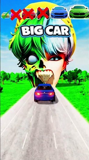 Small & Big Cars Vs Giant Toxic Skull Hybrid! 😱 #beamng