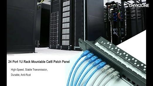 24 Port 1U Rack Mountable Cat6 Patch Panel