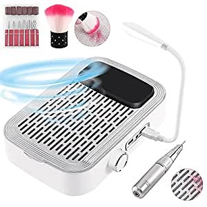 2 in 1 Nail Dust Collector Machine & Electric Nail Drill Kit, Portable Compact Efile Electrical Professional Nail File Kit for Acrylic Nail Supplies for Home/Salon Use