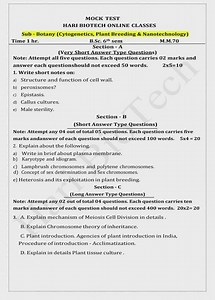 B.Sc. 6th Sem Botany Mock Test | Cytogenetics, Plant Breeding & Nanotechnology 🧬🌱 #biologyclass #bsc