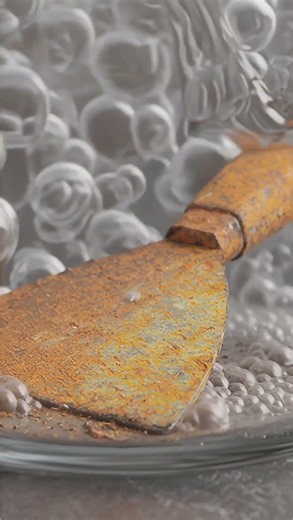 Acid Cleaning a Corroded Steel Putty Knife #acidcleaning #rustremoval #satisfyingvideo #PuttyKnife