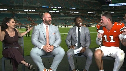 "TALK IS CHEAP, ACTION IS EXPENSIVE." Carson Beck is fired up after Miami's 27-24 win over Notre Dame 🙌 | ACC Network