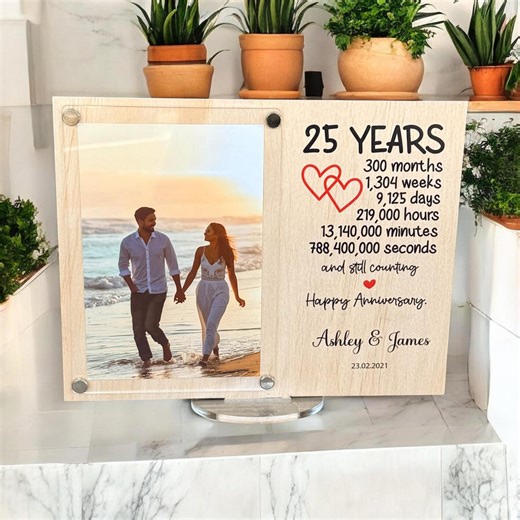 Personalised Wood Anniversary Photo Frame, Custom Couple Gift, Milestone Keepsake - Etsy