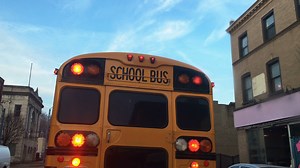 A School Bus From Behind Flashing Red Stop Stock Footage SBV-306030288 - Storyblocks