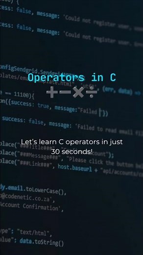 Operators in C explained in 30 seconds! ➕➖✖️➗Learn Arithmetic, Relational & Logical operators fast 💻