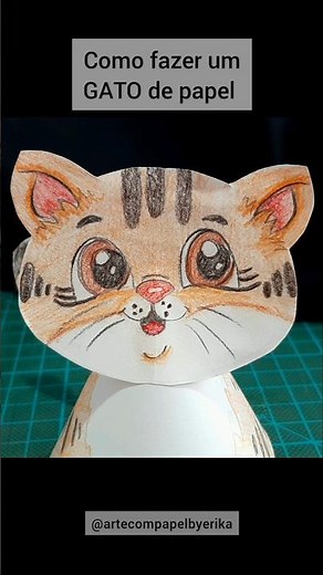 Como fazer um GATO de papel artesanal muito fácil / animais / How to make a paper CAT very easy diy