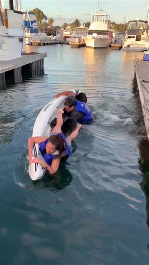 2 years ago today😂🤦🏽‍♀️ every time they would finally get back on and start paddling away they would flip again 😂 #theaguilars #vlog #parentsoftiktok