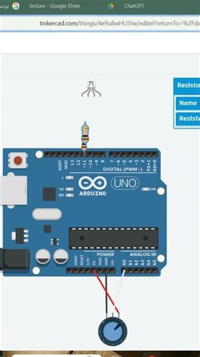 RGB LED Control with Potentiometer | Arduino Tinkercad Simulation