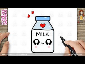 How to Draw a Cute Milk Bottle | Easy Kawaii Drawing for Kids and Toddlers