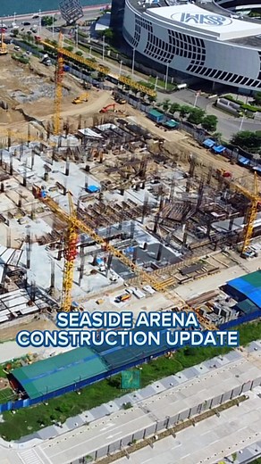 Latest 🏗️ SM Seaside Arena Construction in full swing 4 T cranes now up! The 16,000 seater Arena and its adjacent Convention Center is located within the 26-hectare SM-Ayala consortium across SM Seaside City. #SeasideArena #CebuNiBai #Cebu | Cebu ni bai