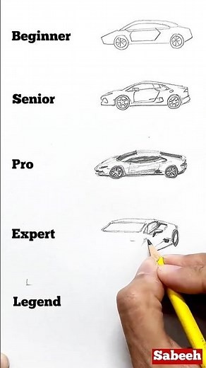 How to Draw Sports Car in different Levels #art #drawing #shorts #cars
