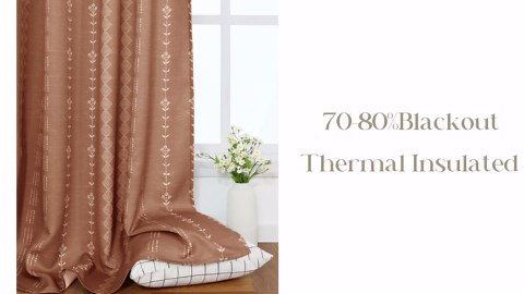 Short Curtains for Windows Bedroom Blackout Boho Bathroom Window Kitchen Curtains 45 Inch Length Terracotta