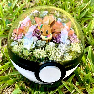 Eevee Pokemon Terrarium, Pokeball, Custom Pokeball, Eevee Planter, Pokemon Eevee, Pokeball, - Etsy