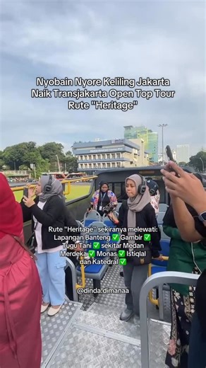 Dinda Dimana 🚌 on Instagram: "Yang mau cobain rute baru "Heritage" dari Open Top Tour Transjakarta, harganya Rp 50ribu aja, tiketnya bisa dibeli di app TJ:Transjakarta yaa #jakarta #jabodetabek #explorejakarta #transjakarta #buswaytransjakarta #opentoptour #ruteheritage #viral #serunyaliburan #jalanjalanjakarta"