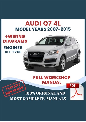 Audi Q7 4L 2007-2015 Car Repair Manual: Workshop DIY Guide Maintenance, Instant Download PDF - Etsy