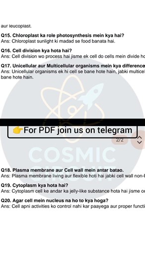 Cell Chapter Biology Hinglish Questions and Answers PDF | Board & CompetitiveExam Notes#cell#shorts