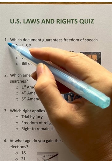 How well do you know your rights? 🇺🇸 #dailyquiz #testyourknowledge #dailychallenge #coffeeandquiz #fyp