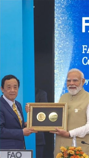 "I dedicate this honour to India’s farmers," PM Modi after receiving FAO Agricola medal | #shorts