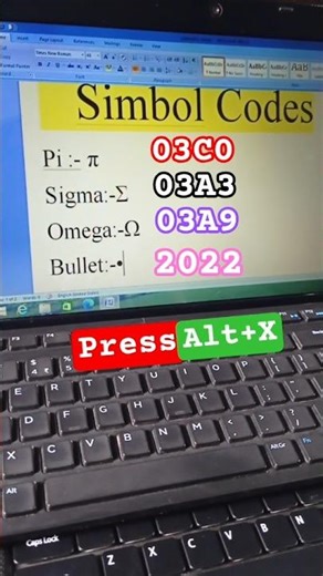 Pi,Sigma,Omega,Bullet Symbol In Ms Word With Keyboard Shortcut Key #short #reels #trending 🥰🥰