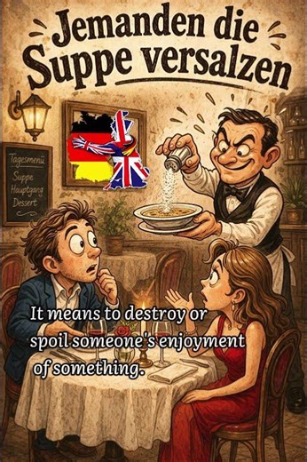 German Metaphor Explained | English Translation - Jemanden die Suppe versalzen #languagelearning