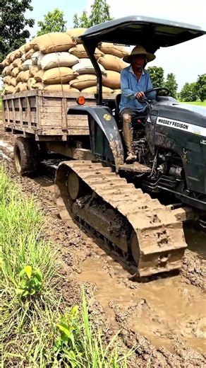 MONSTER MUD POWER! 😱 Massey Ferguson Steel Tracks vs 3m Mud | REAL 4K #shorts #tractor