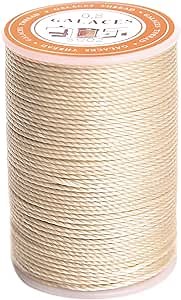 FANDOL Waxed Polyester Cord Wax-Coated Strings Waterproof Round Wax Coated Thread for Braided Bracelets DIY Accessories or Leather Sewing (Beige)
