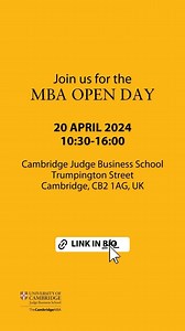 Learn more about the #CambridgeMBA by attending our MBA Open Day on Saturday 20 April! Meet our Recruitment and Admissions team, get some tips on how to improve your application and CV, network over lunch with our current students and alumni and join the Assistant Professor, Stella Pachidi, in an interactive lecture on AI and Future of Work! Register now on our website > #CJBS #MBA #UniversityofCambridge #OpenDay @cambridgejudge #BSchool #MBAprep #MBAlife #SchoolofBusiness #GMAT | The Cambridge 